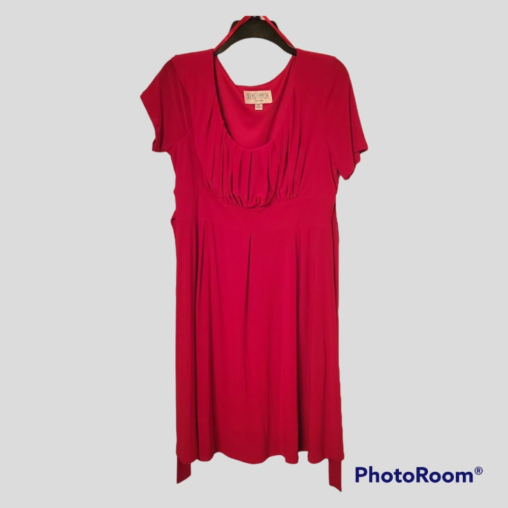 Julian Taylor Red Ruched Top Dress With Tie. Sz 14P